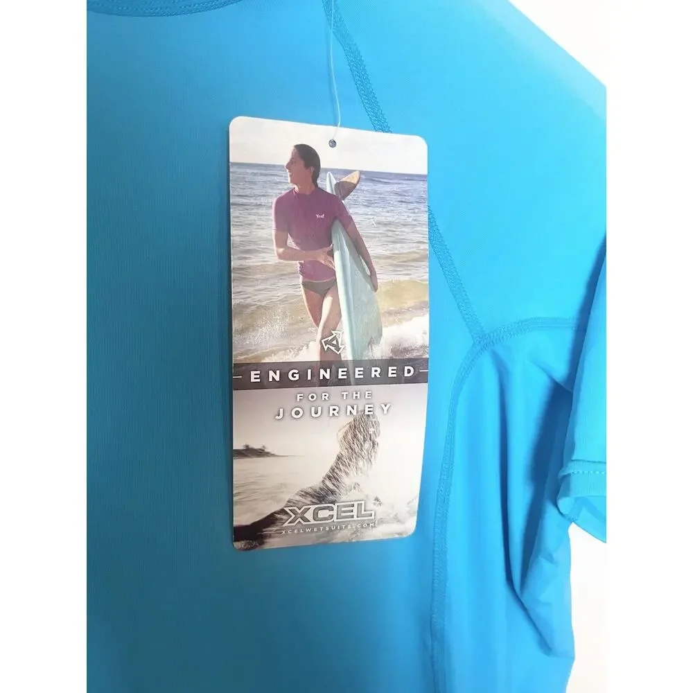 XCEL Rash Guard  Girls Sz 14 Blue Turquoise UPF 50 Premium Swim Shirt